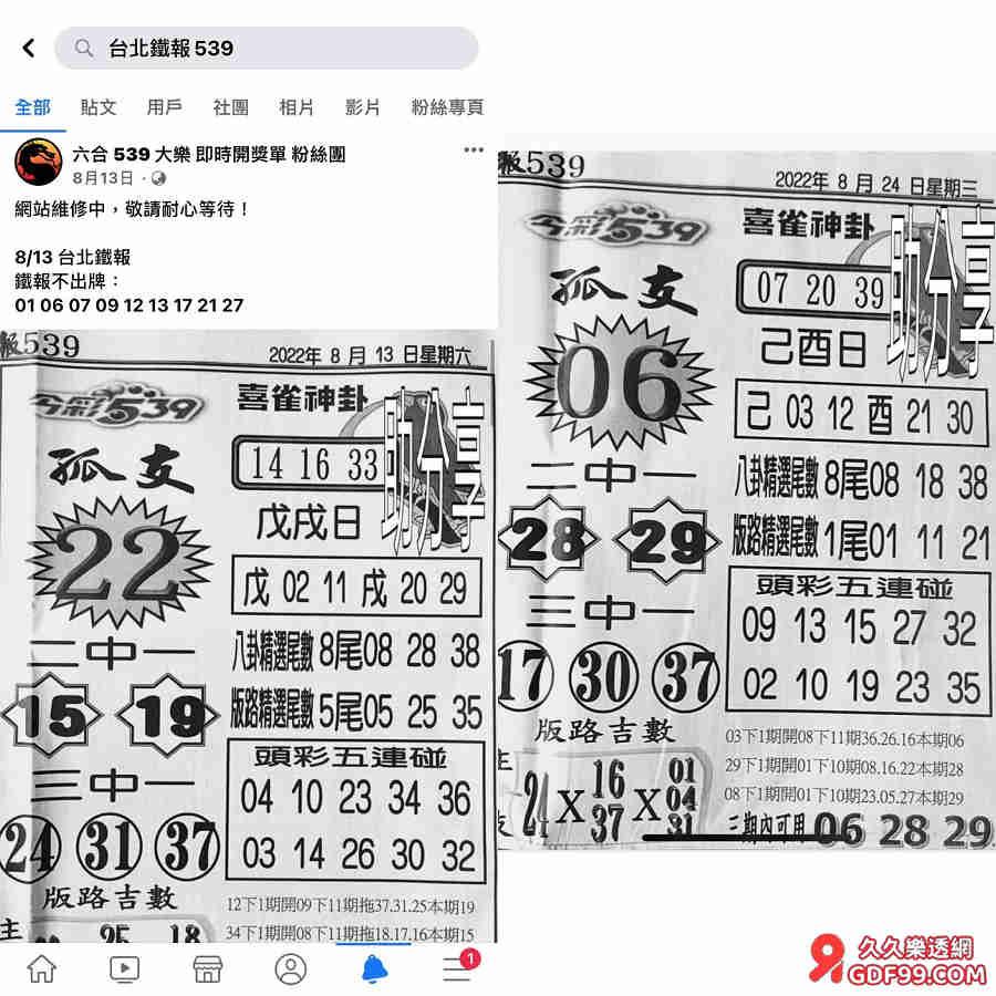 Facebook社團在分享台北鐵報539